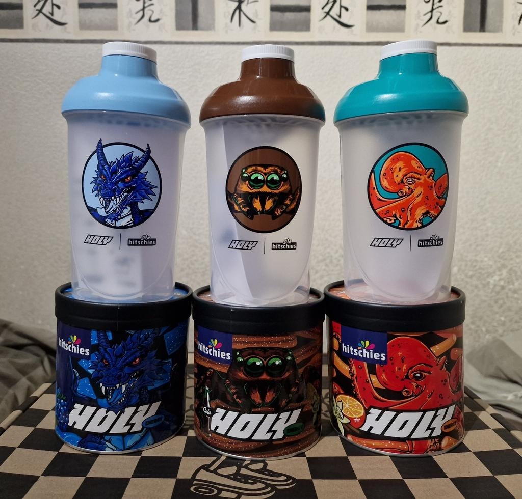 Holy X Hitschies energy drink 3 boîtes + 3 shakers, Ophalen of Verzenden