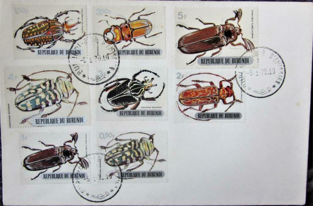 BURUNDI- FIRST DAY COVER- INSECTEN- KEVERS - 3 COVERS, Ophalen of Verzenden, Gestempeld, Dier of Natuur