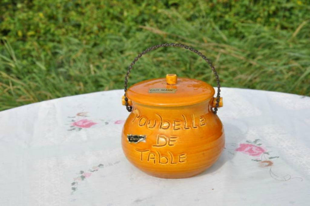 §  poubelle de table faience anse metal, Enlèvement ou Envoi, Utilisé