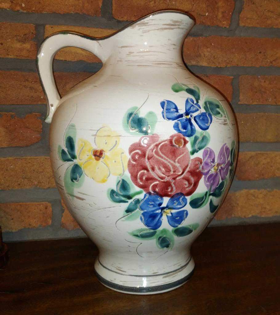 keramieken vintage kruik vaas met Handgreep, West Germany, Ophalen