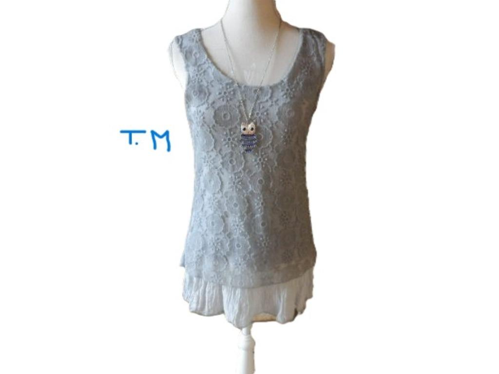 (31) -blouse femme t.38 grise - cassis -, Maat 38/40 (M), Cassis, Ophalen of Verzenden, Zo goed als nieuw
