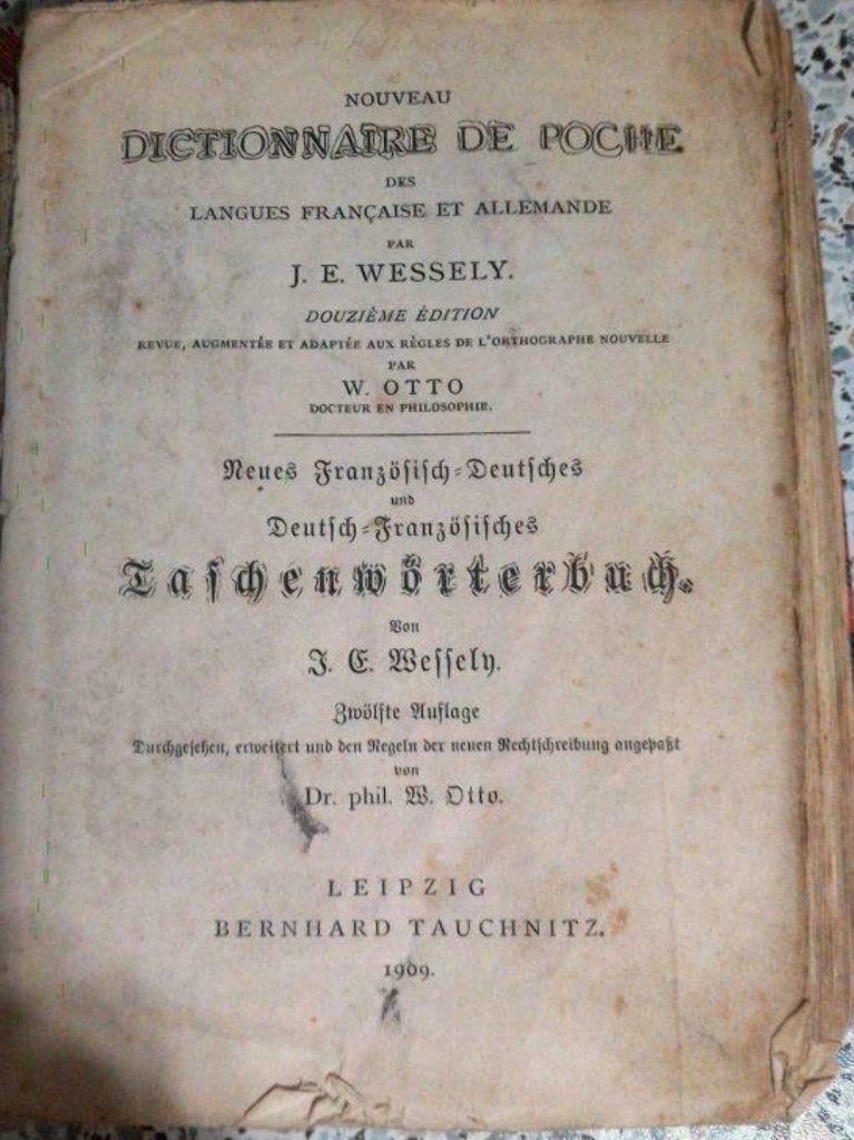 Dictionnaire Français/Allemand. Année 1909, Livres, Enlèvement ou Envoi, Utilisé, Allemand