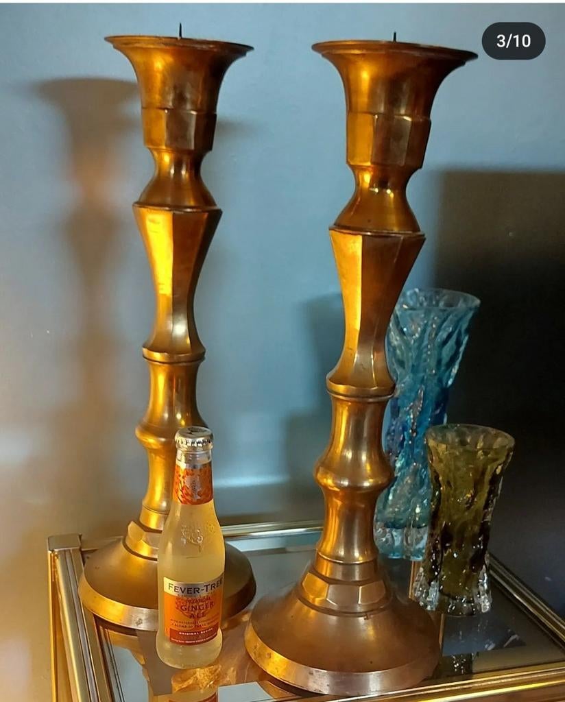 Megagrote koperen kandelaars 115 euro/st, Antiek en Kunst, Ophalen of Verzenden