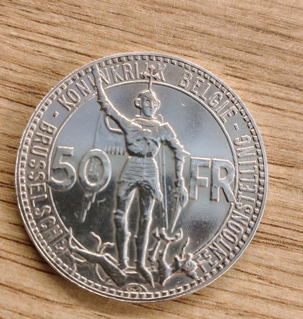 50 francs - Exposition Universelle 1935 néerlandais, Enlèvement ou Envoi, Monnaie en vrac, Argent