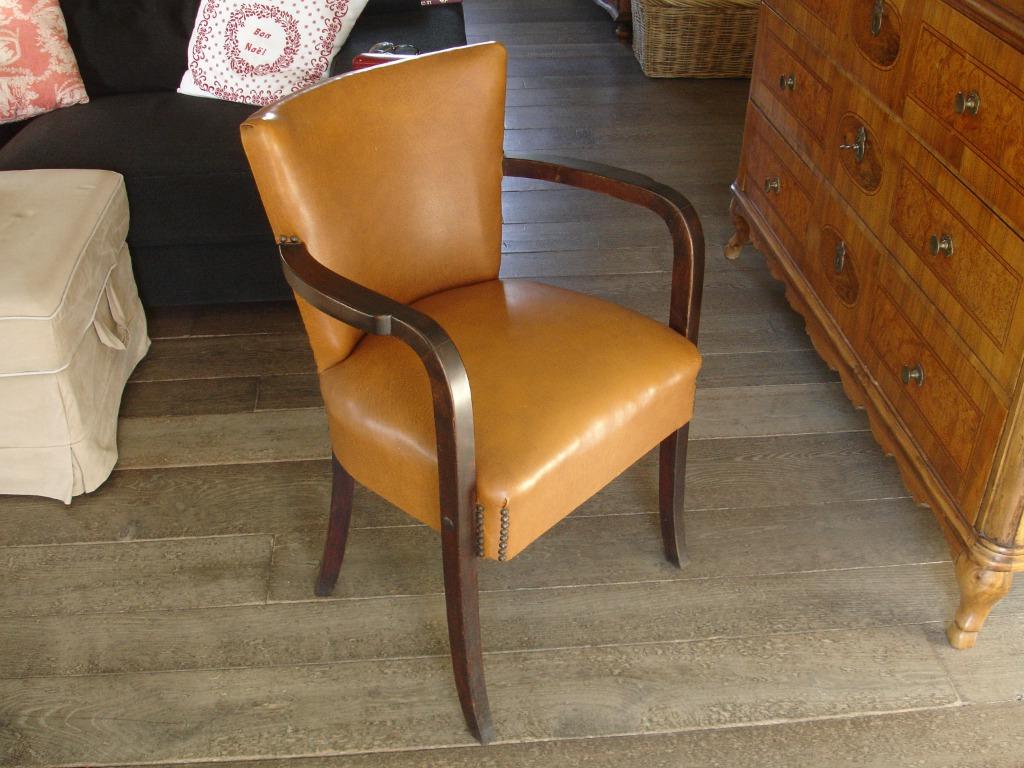 véritable fauteuil Art Déco en simili cuir, Enlèvement, Utilisé, Bois, Art Déco
