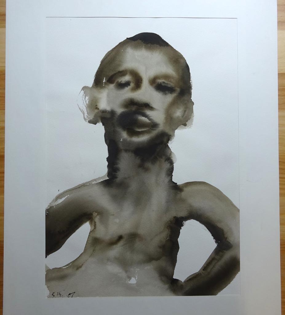 Stephanie Hin, aquarel / lavis, 50 x 36, Figuur 2001, Enlèvement ou Envoi