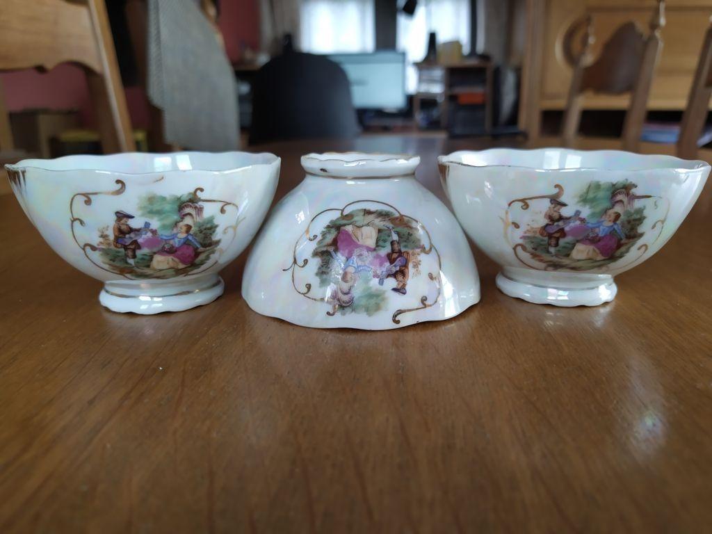 Vintage - 3 Coupelles nacrées décorées, Maison & Meubles, Enlèvement ou Envoi