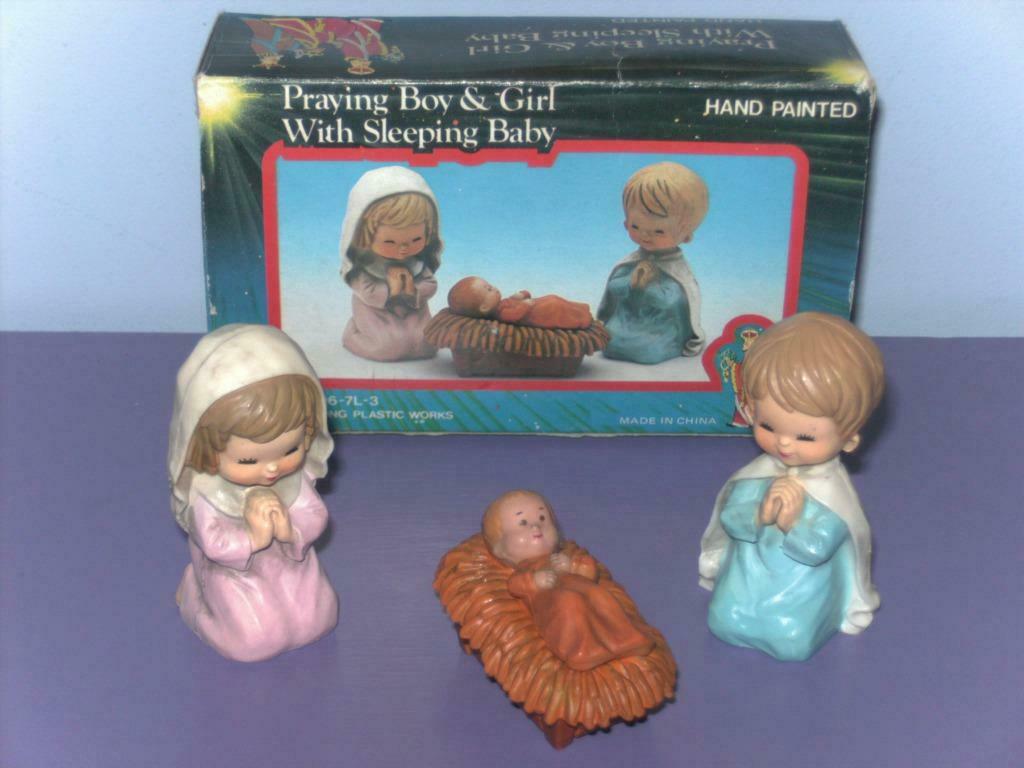 Setje kinder kerststal figuren. (vintage), Diversen, Ophalen of Verzenden, Gebruikt