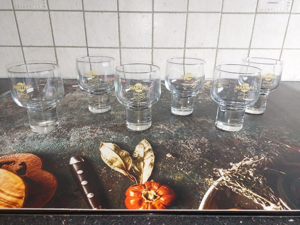 Martini on the rocks glaasjes, Ophalen of Verzenden, Zo goed als nieuw, Borrel- of Shotglas