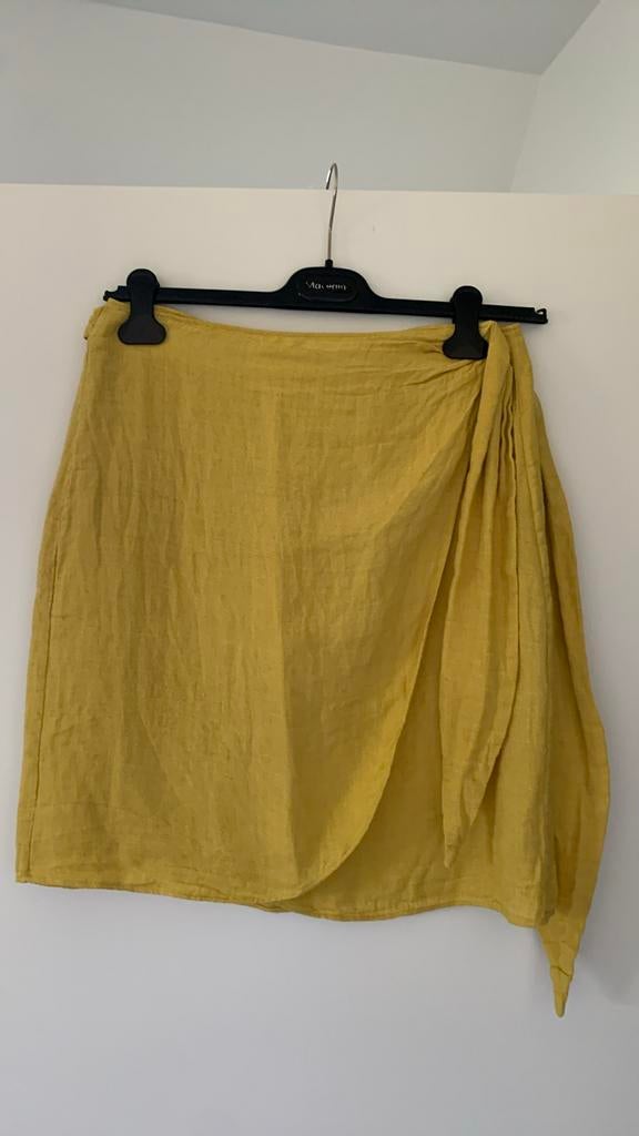 Wikkelrok linnen Massimo Dutti, maat L, in perfecte staat, Massimo Dutti, Geel, Maat 42/44 (L), Ophalen of Verzenden