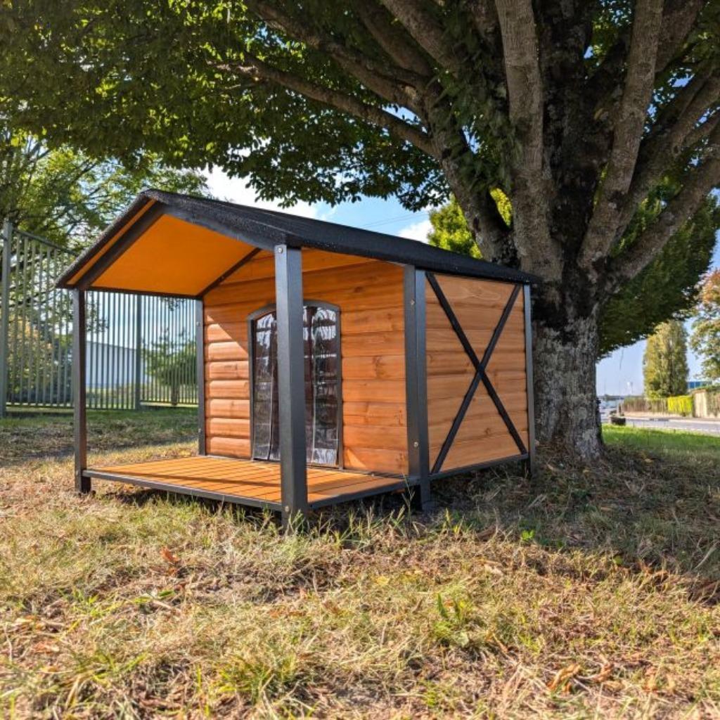 Niche XL avec Terrasse Surélevée Armature en Acier, Envoi, Neuf, Niche à chien