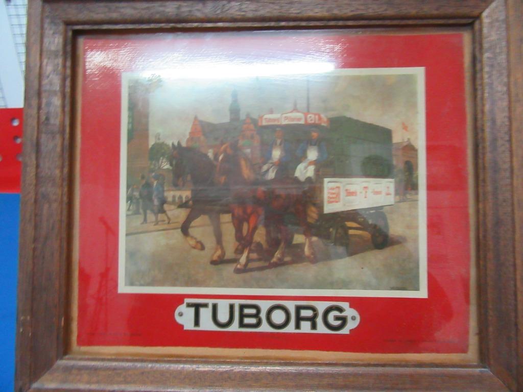 frame met reclameposter Tuborg circa 1930, Ophalen of Verzenden, Gebruikt, Reclamebord, Plaat of Schild, Overige merken