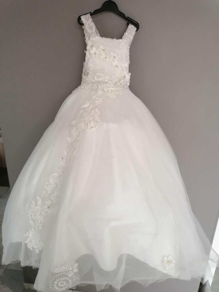 Bruidsmeisjes kleed met hoepel (voor 6 a 10 jarige), Kleding | Dames, ANDERE, Wit, Zo goed als nieuw, Bruidsmeisjeskleding
