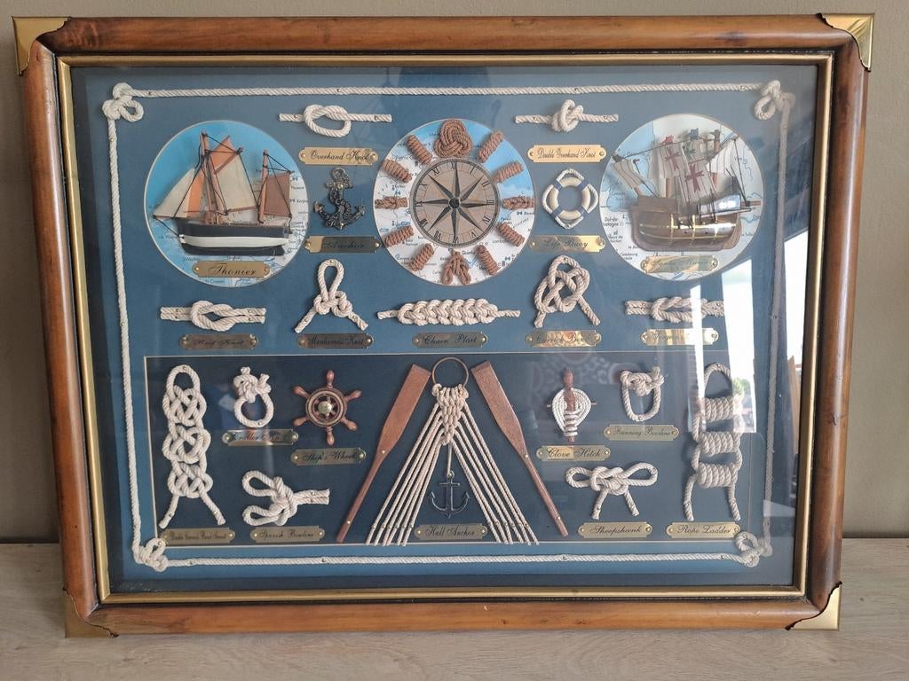 Nautisch knopenbord 55cm  42cm, Antiek en Kunst, Ophalen