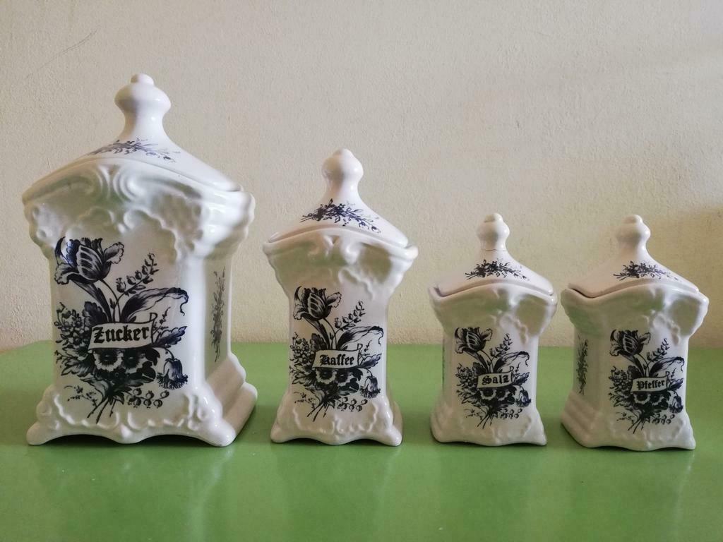 Voorraadpotten Delfts bleau - 4 delig, Antiek en Kunst, Ophalen of Verzenden