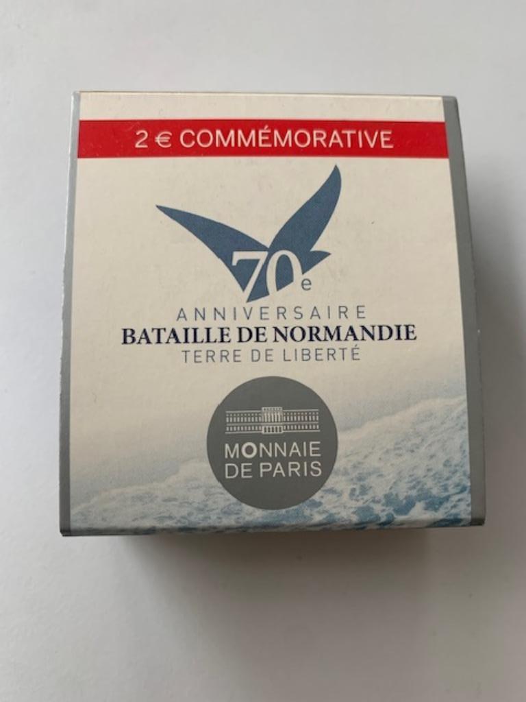 euromunten Frankrijk 2 euro - 2014 D-Day - PROOF in doosje, Ophalen of Verzenden, Frankrijk, 2 euro, Losse munt