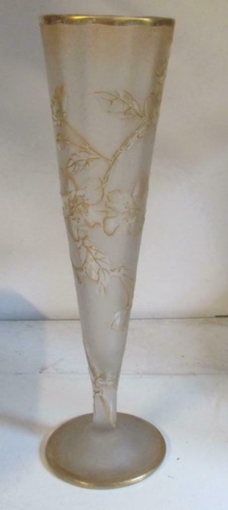 art nouveau Legras St Denis acid etched vaas goud emaille, Verzenden
