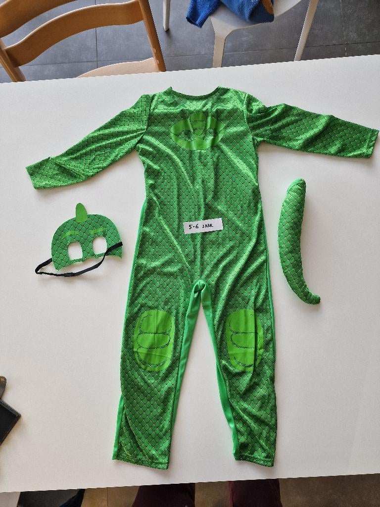 Verkleedpak Pyamahelden groen 5-6 jaar, Ophalen, Zo goed als nieuw, Jongen of Meisje
