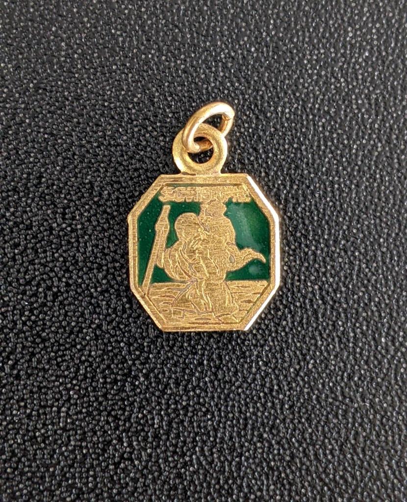 Medaillon, hanger verguld St Christoffel, Ophalen of Verzenden, Nieuw, Sieraad, Christendom | Katholiek