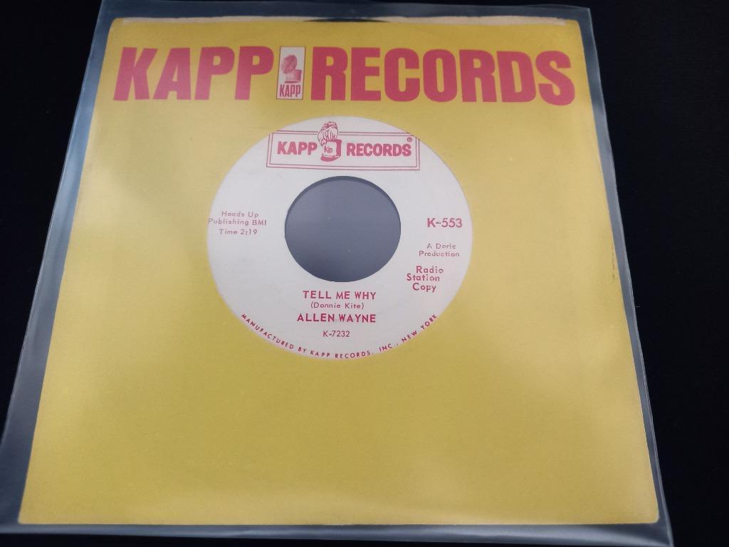 Allen Wayne ‎– Tell Me Why / Walkin' My Baby "Popcorn Promo", Single, Comme neuf, 7 pouces, R&B et Soul