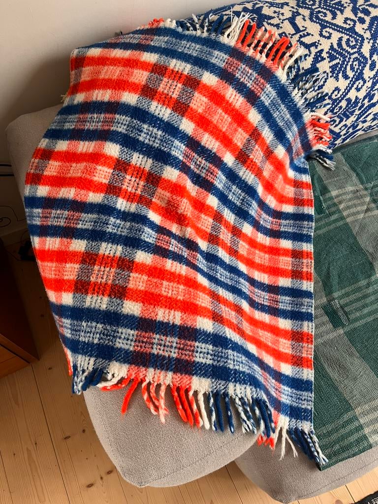 Plaid à carreaux vintage en tartan couleurs vives, Antiquités & Art, Enlèvement ou Envoi