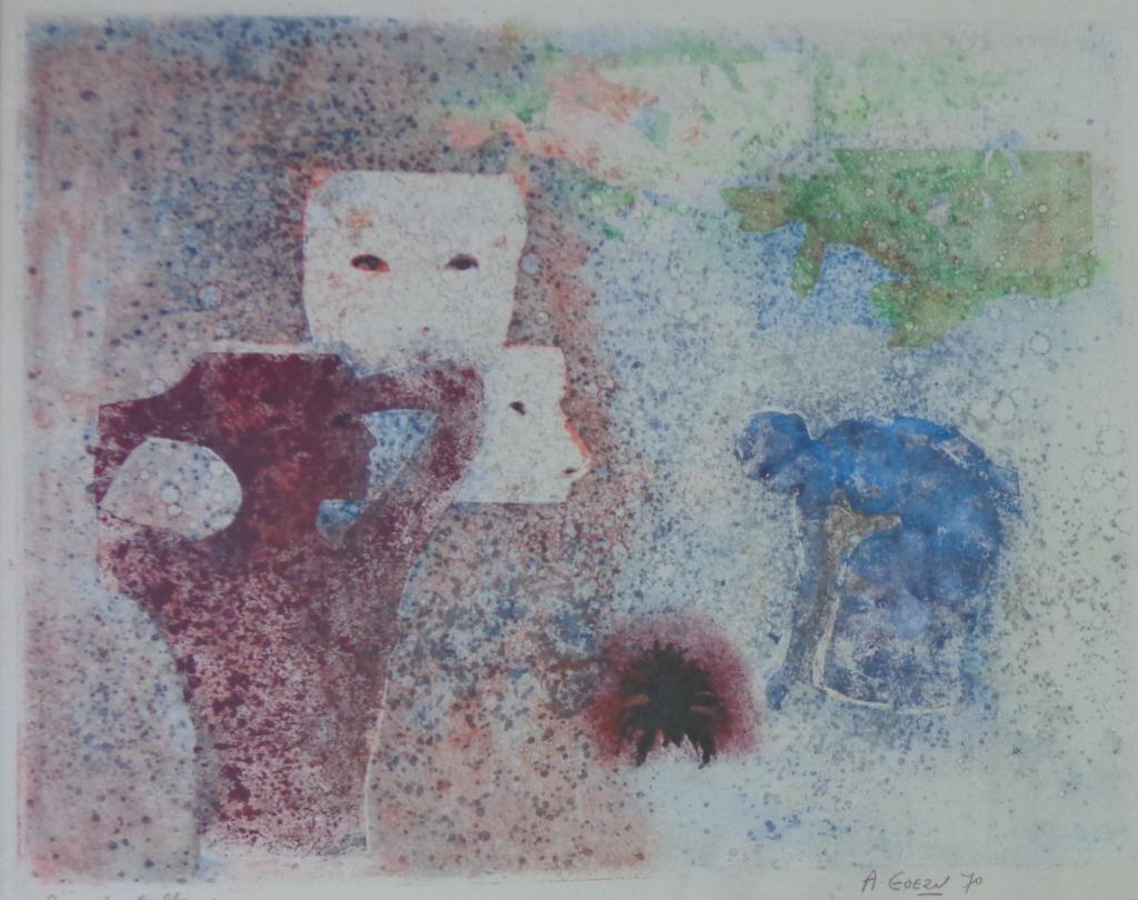 ANDRE GOEZU / ROSE DES SABLES / MONOTYPE / 72x85cm / KADER, Antiek en Kunst, Kunst | Schilderijen | Modern, Ophalen