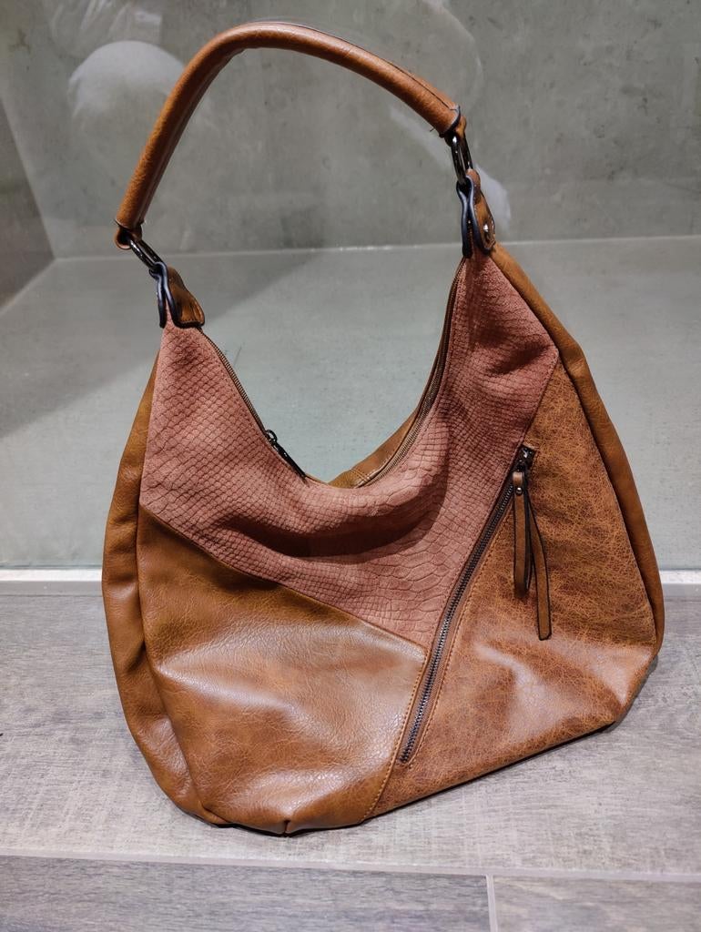 Nieuwe handtas in cognac kleur (namaakleder), Enlèvement ou Envoi, Neuf, Brun, Sac à main
