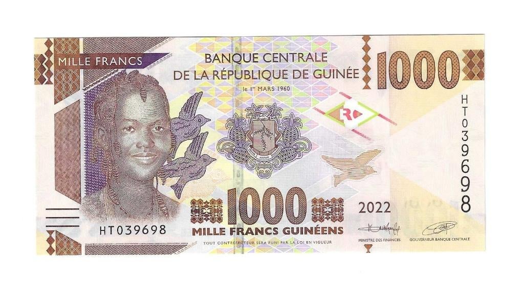 Guinée, 1000 Francs 2022, UNC., Timbres & Monnaies, Billets de banque | Afrique, Enlèvement ou Envoi, Autres pays, Billets en vrac