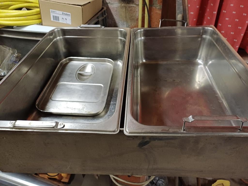 Grand récipient pour bain-marie lourd en acier inoxydable av, Enlèvement ou Envoi, Moins de 100 cm, Comme neuf, 50 à 100 cm