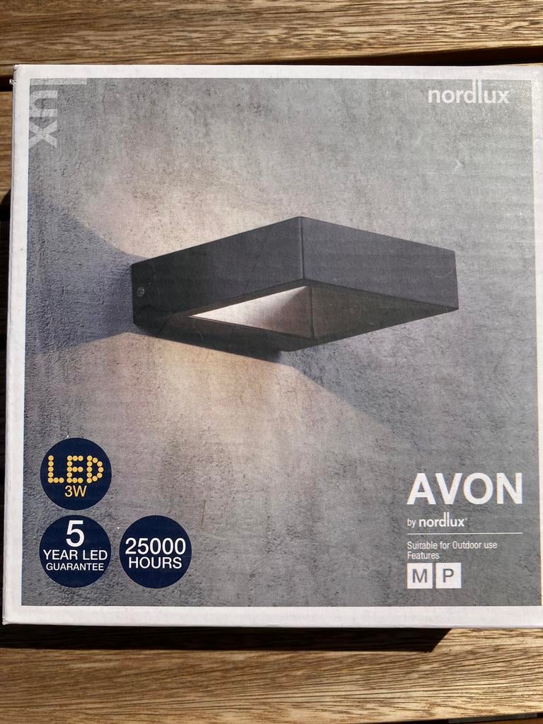 Nordlux avon 1 gevelverlichting, Tuin en Terras, Buitenverlichting, Nieuw, Wandlamp, Staal, Netvoeding, Waterbestendig, Led, Ophalen of Verzenden