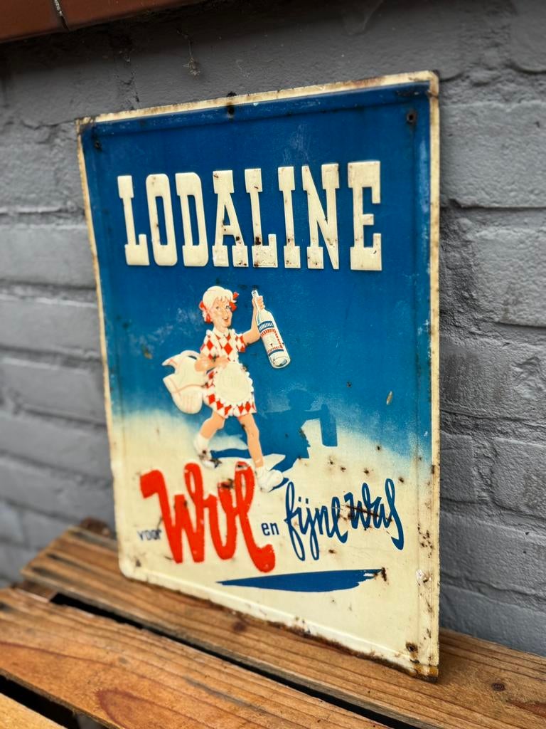 Panneau d'affichage ancien LODALINE, Enlèvement ou Envoi, Utilisé, Panneau publicitaire