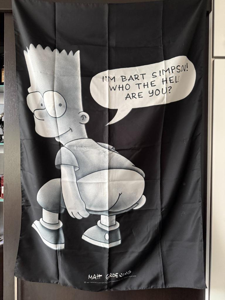 Zeldzaam vlag van Bart Simpson perfecte staat,  jaren 90, Verzamelen, Ophalen of Verzenden, Zo goed als nieuw, Tv, Overige typen