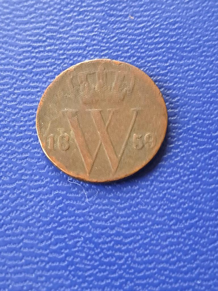 1859 Nederland 1/2 cent Willem III in brons, Postzegels en Munten, Munten | Nederland, Verzenden, Koning Willem III, Overige waardes