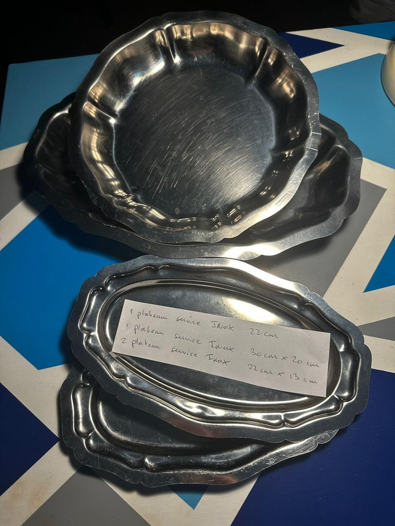 Lot plateaux service Inox, Enlèvement, Comme neuf