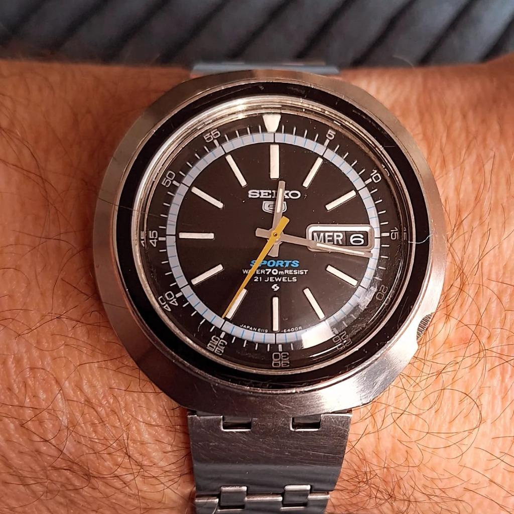 Vintage heren horloge van het top merk Seiko, type UFO⌚, Montre-bracelet, Seiko, Enlèvement ou Envoi, Acier