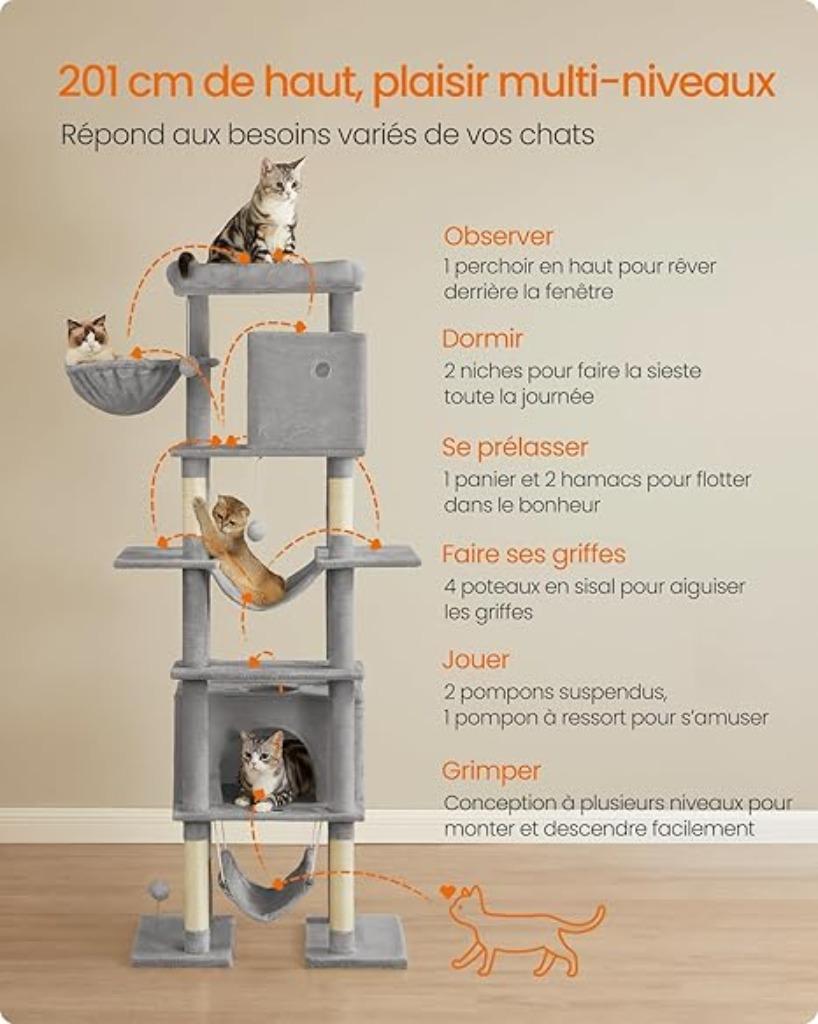 Krabpaal 201 cm | kattenhuis | kattentoren | Nieuw, Dieren en Toebehoren, -, Verzenden, Nieuw, Krabpaal