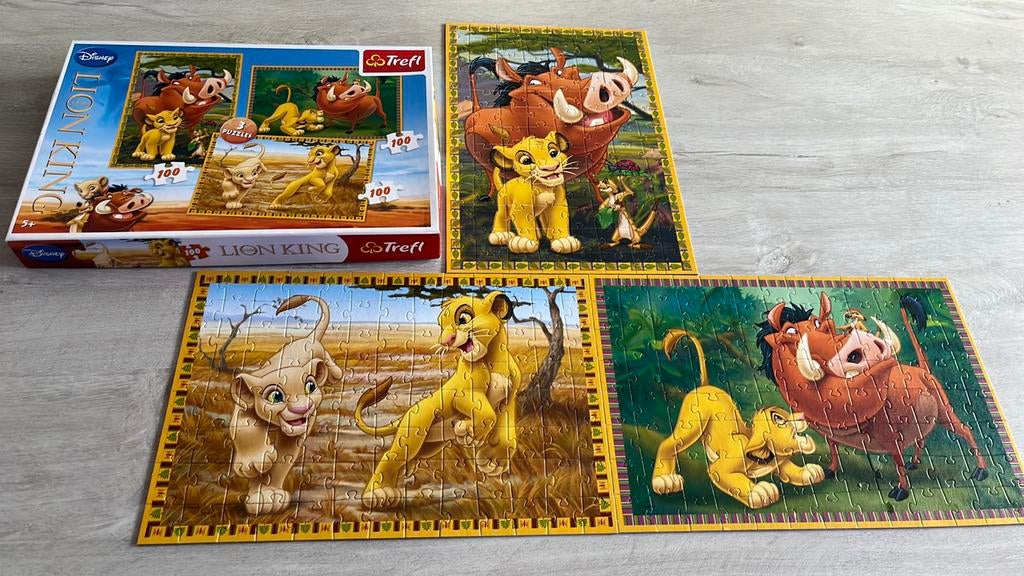 Puzzle Disney le roi Lion 3x100 pièces complet, Utilisé