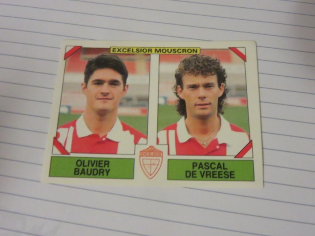 Voetbal: Sticker football 95 : Baudry + De Vreese - Mouscron, Enlèvement ou Envoi, Neuf, Autocollant