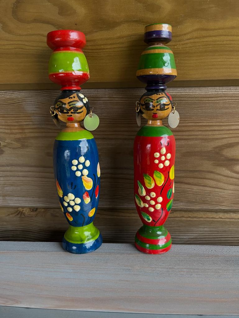 2 Egyptische spindle spool dolls uit de 70s, Ophalen of Verzenden