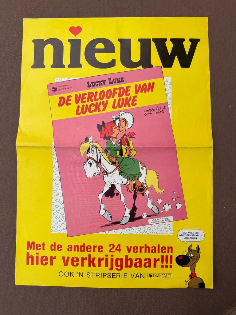 Vintage poster Lucky Luke strip, Ophalen of Verzenden, Zo goed als nieuw