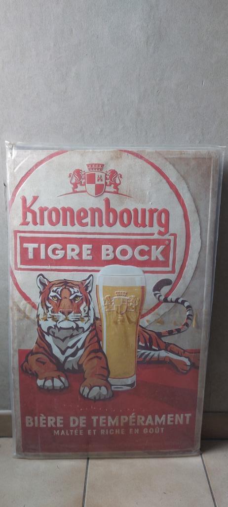 Zeldzaam reclamebord Kronenbourg Tigre Bock (80 x 50 cm), Ophalen of Verzenden, Nieuw, Reclamebord, Plaat of Schild, Overige merken