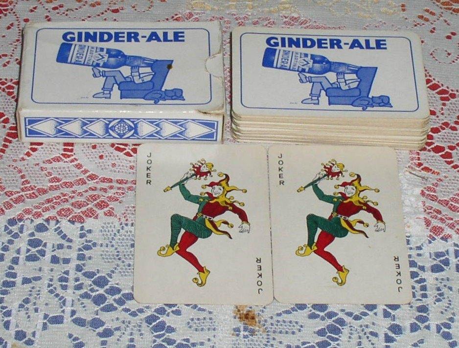 Oude speelkaarten Ginder-Ale (Br. Martinas Merchtem), Verzamelen, Biermerken, Gebruikt, Reclamebord, Plaat of Schild, Overige merken