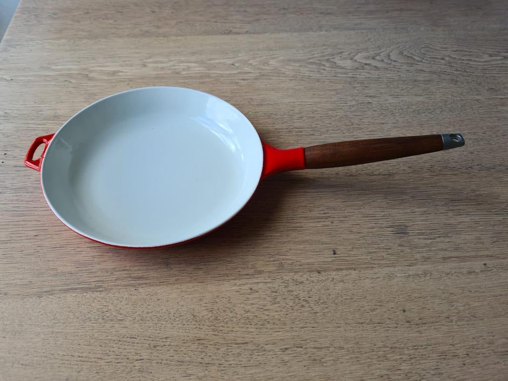 Vintage Deense copco gietijzeren pan rood, Ophalen, Gietijzer, Nieuw, Keramische plaat