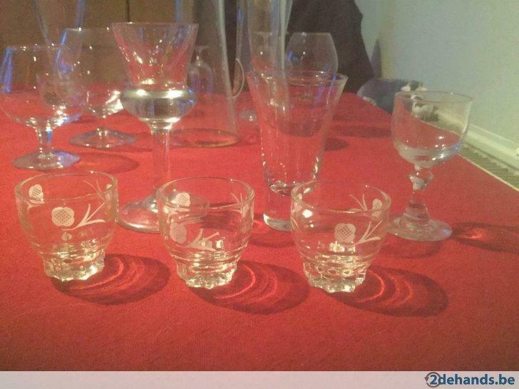Jeneverglazen borrelglazen druppelglazen dreupelglazen, Enlèvement ou Envoi, Utilisé, Verre ou Verres