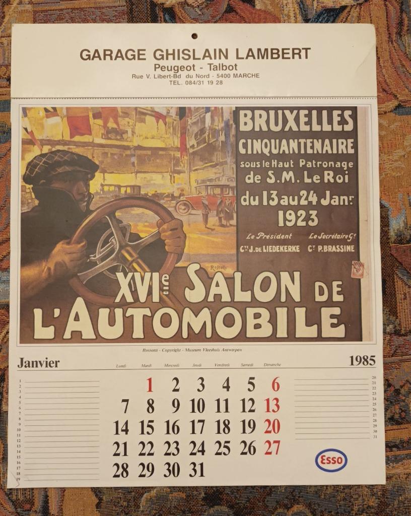 Kalender PUB ESSO XVI Motorshow 1985 Peugeot, Ophalen of Verzenden