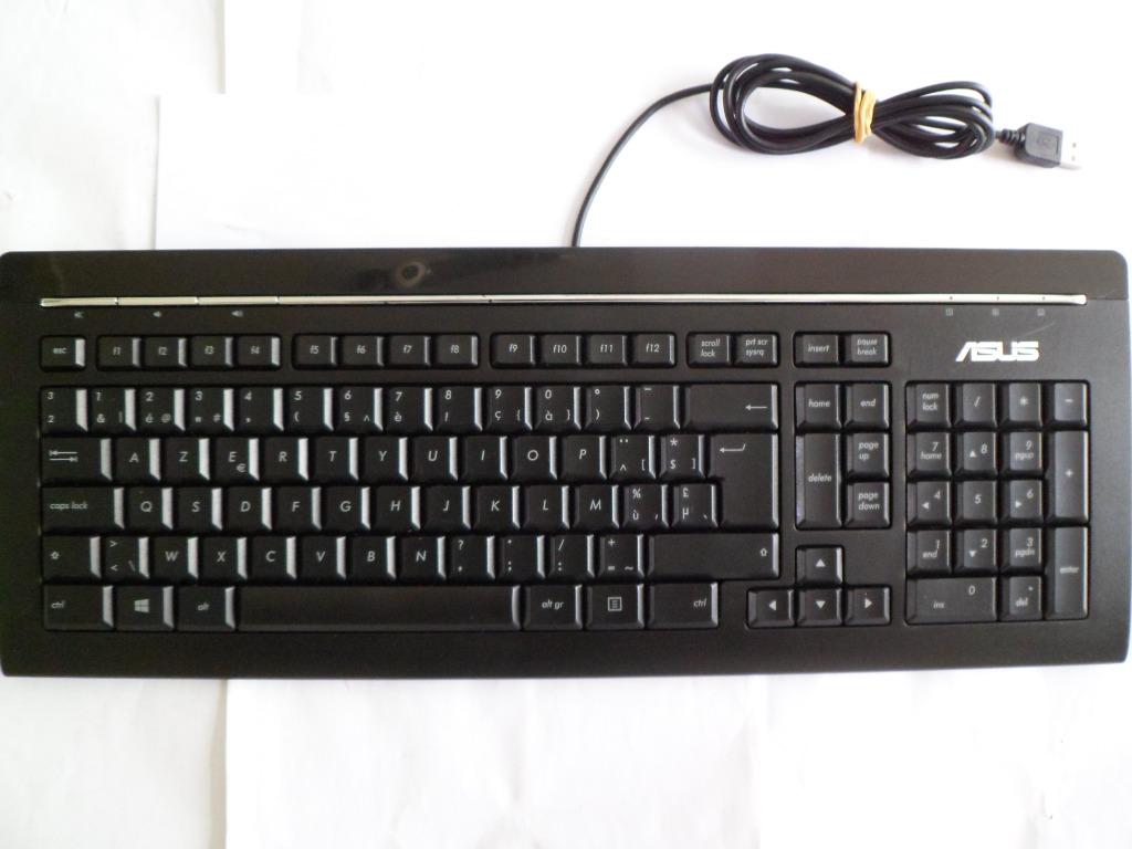 Clavier ASUS AZERTY USB 2.0 KB34211 noir -Couleur : noir, Enlèvement ou Envoi, Asus, Logitech, Azerty, Utilisé