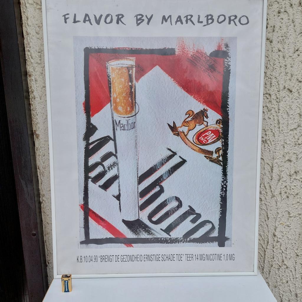 CADRE AFFICHE FLAVOR BY MARLBORO PUBLICITE CIGARETTES 1993, Collections, Marques & Objets publicitaires, Enlèvement, Utilisé, Panneau publicitaire