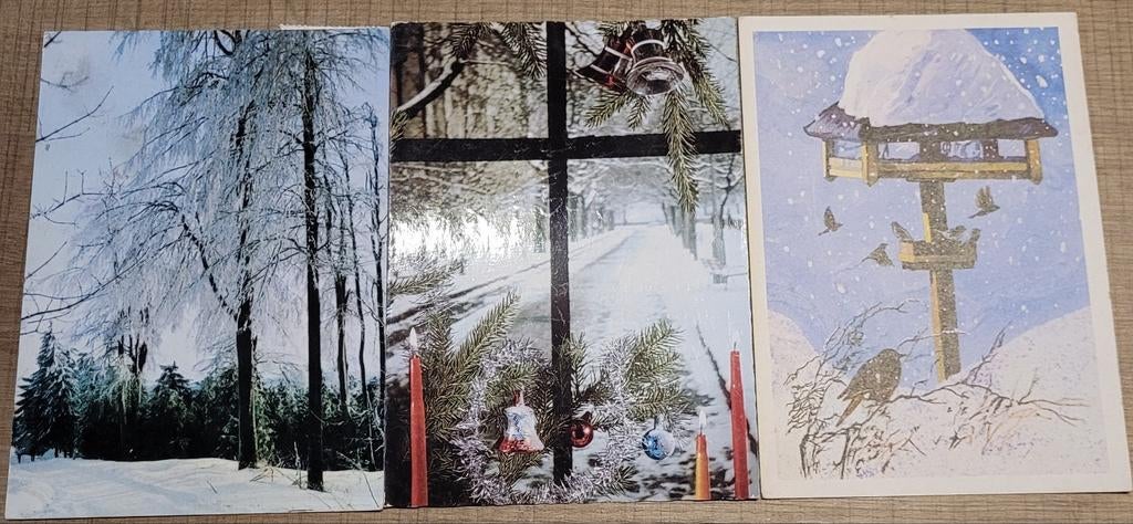3 oude postkaarten: Kerst en Nieuwjaar (Hongarije), Ophalen of Verzenden, Gelopen, Feest(dag)