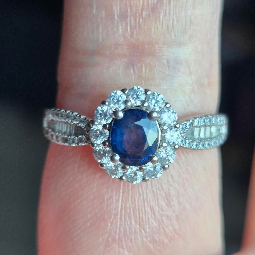 Ring van natuurlijk saffier S925 zilver, Overige kleuren, Verzenden, Zo goed als nieuw, Dame of Heer