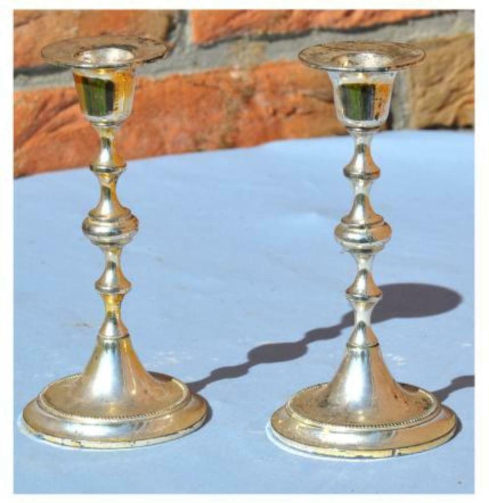 §paire de bougeoirs métal argent, Enlèvement ou Envoi, Utilisé, Métal, Chandelier